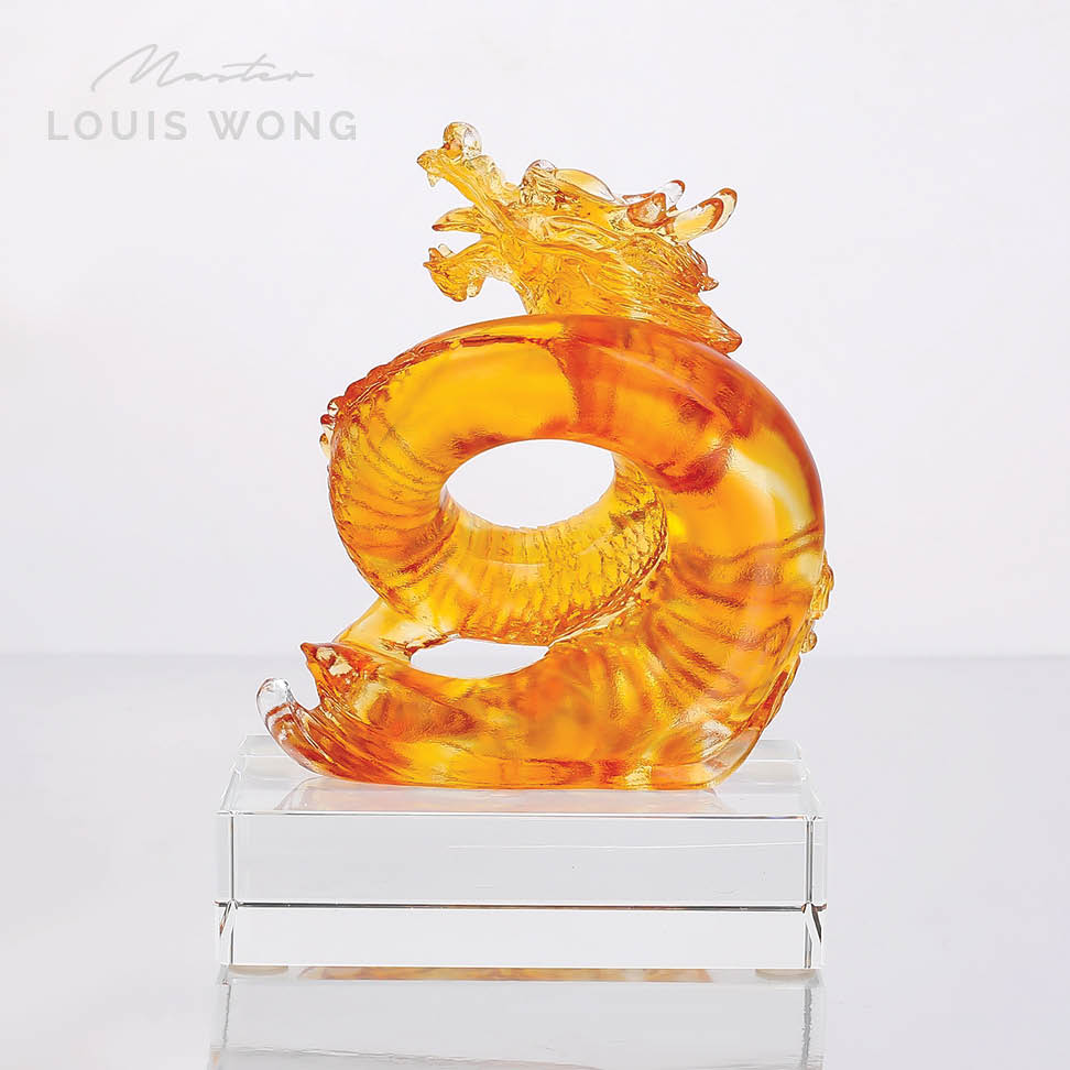 The Golden Dragon Liuli™ Feng Shui Art Piece