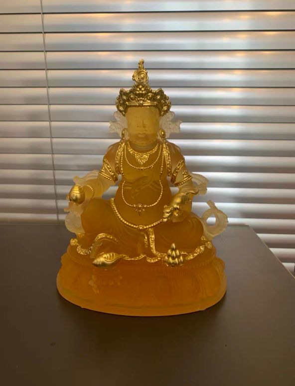 Wealth Buddha (Yellow Jambhala) Liuli™ Feng Shui Art Piece